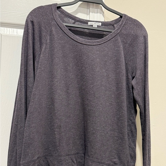 Standard James Perse Scoop Neck Long Sleeve Tee Shirt Dark Grey Womens 3 = L - Picture 4 of 10